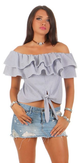 Mississhop Carmenbluse Elegantes Off-Shoulder Oberteil im Streifenlook mit günstig online kaufen