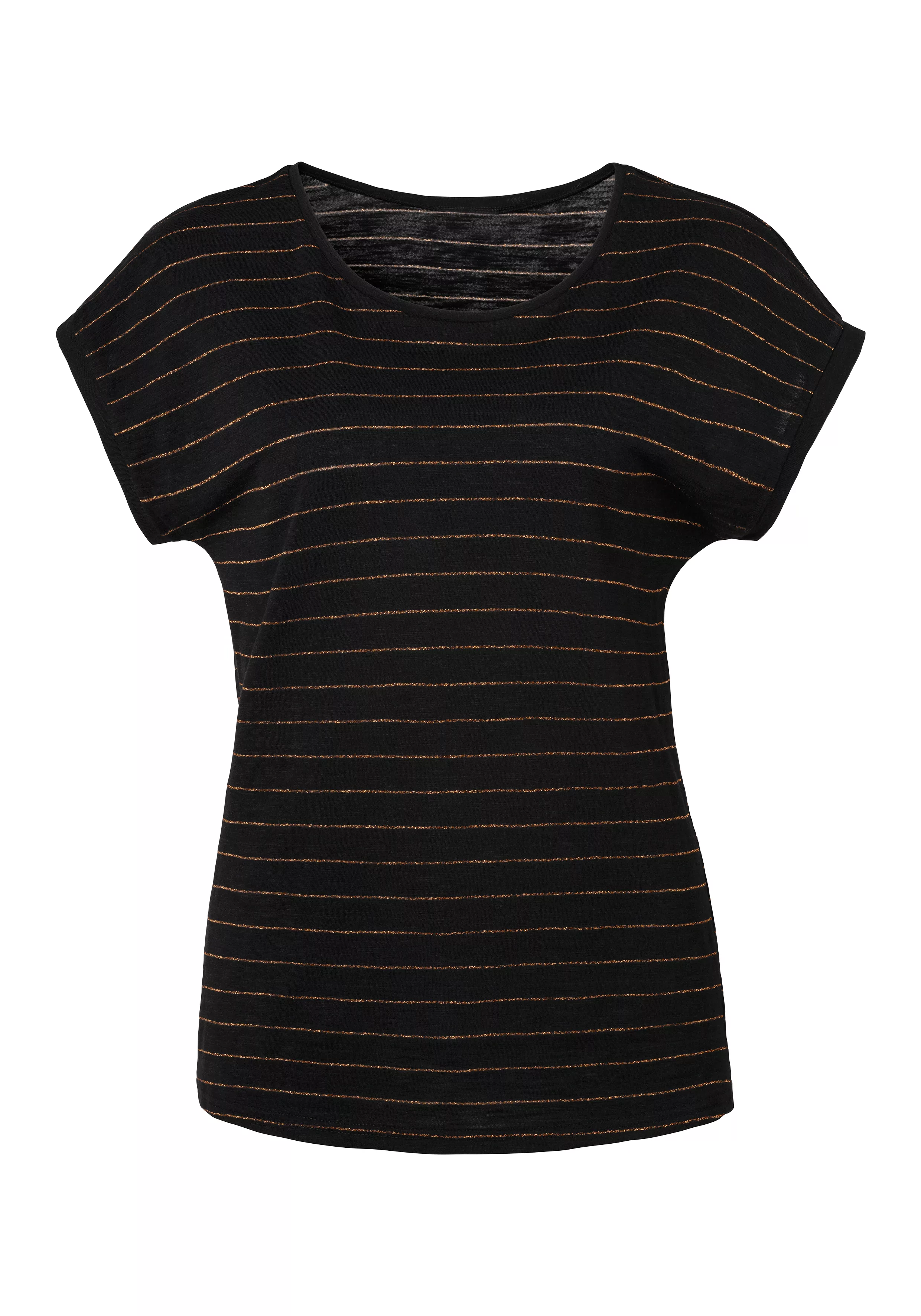 Vivance T-Shirt mit kupferfarbenen Lurex-Streifen günstig online kaufen