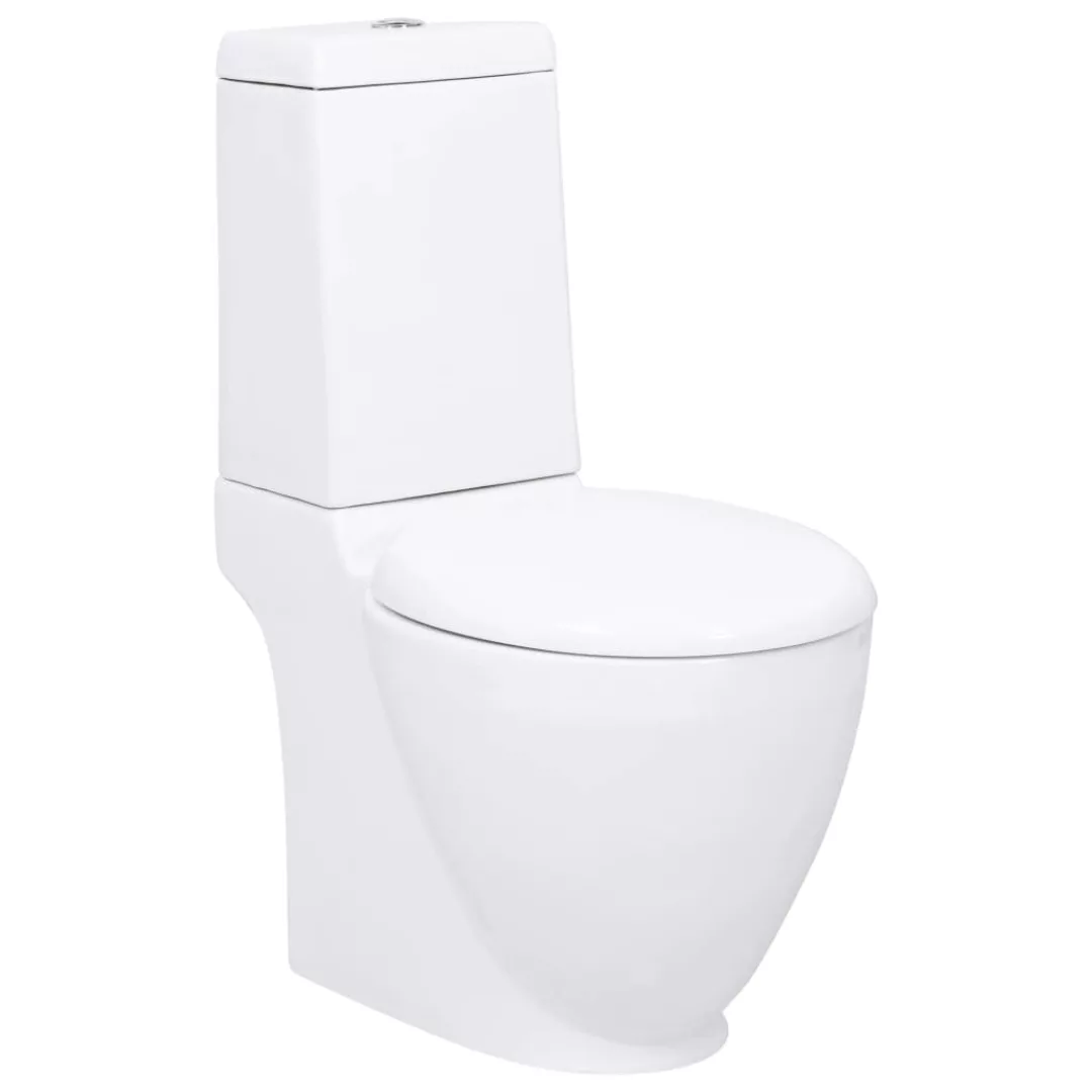 Wc Keramik-toilette Badezimmer Rund Senkrechter Abgang Weiß günstig online kaufen