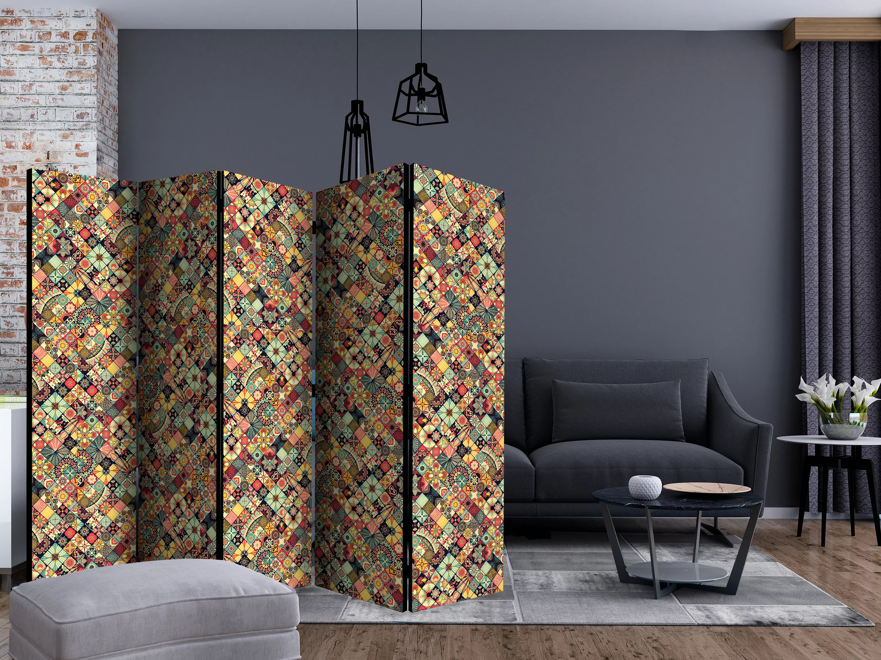 5-teiliges Paravent - Rainbow Mosaic Ii [room Dividers] günstig online kaufen