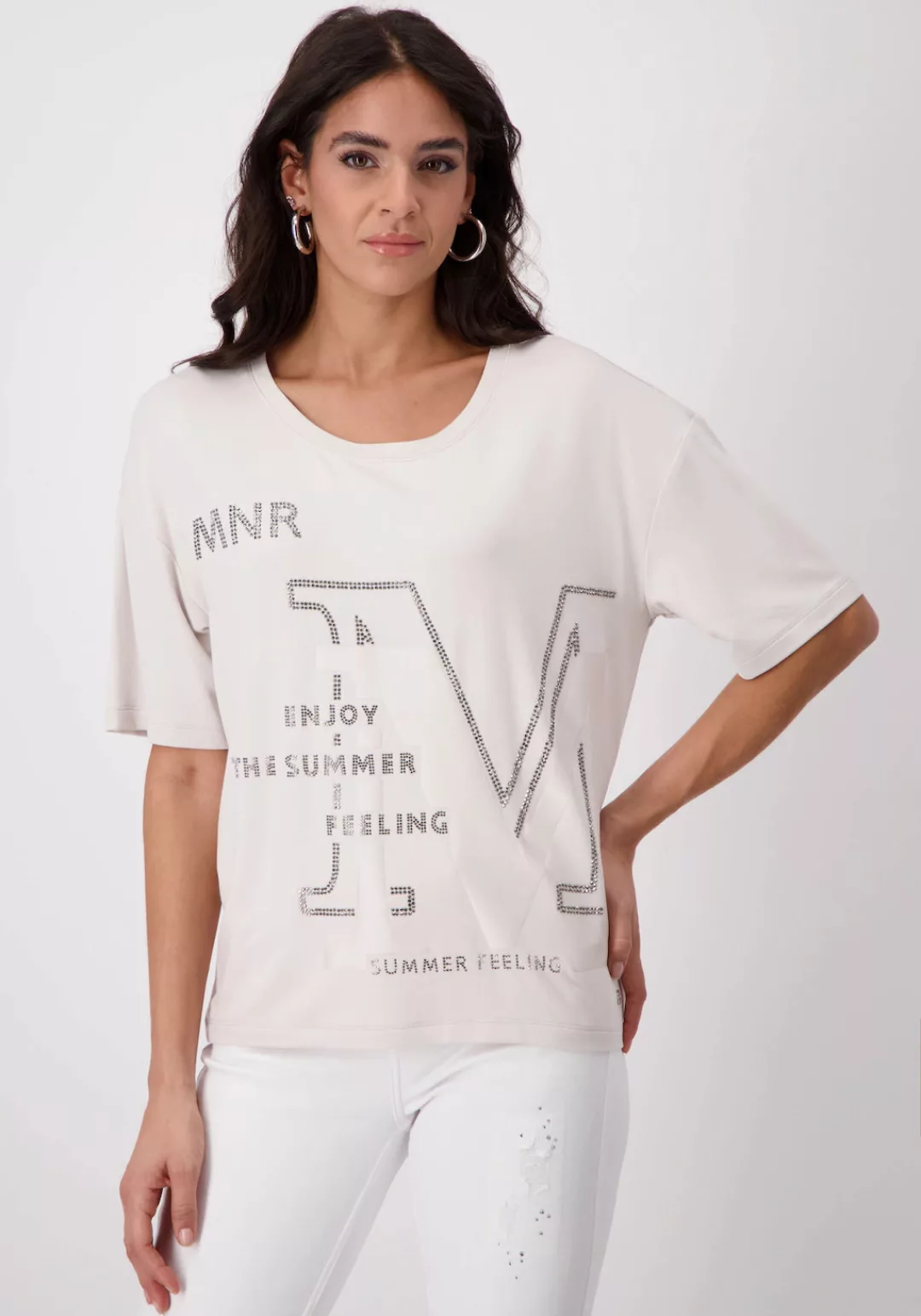 Monari Rundhalsshirt, mit Glitzernieten günstig online kaufen