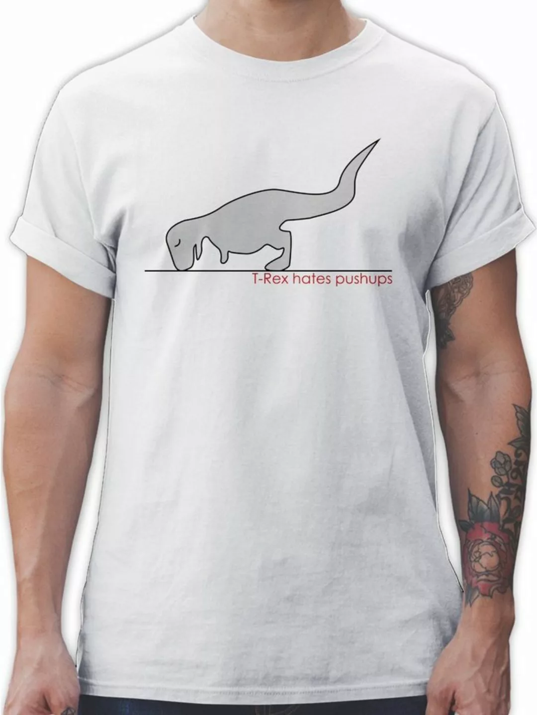 Shirtracer T-Shirt T-Rex hates Pushups Nerd Geschenke günstig online kaufen