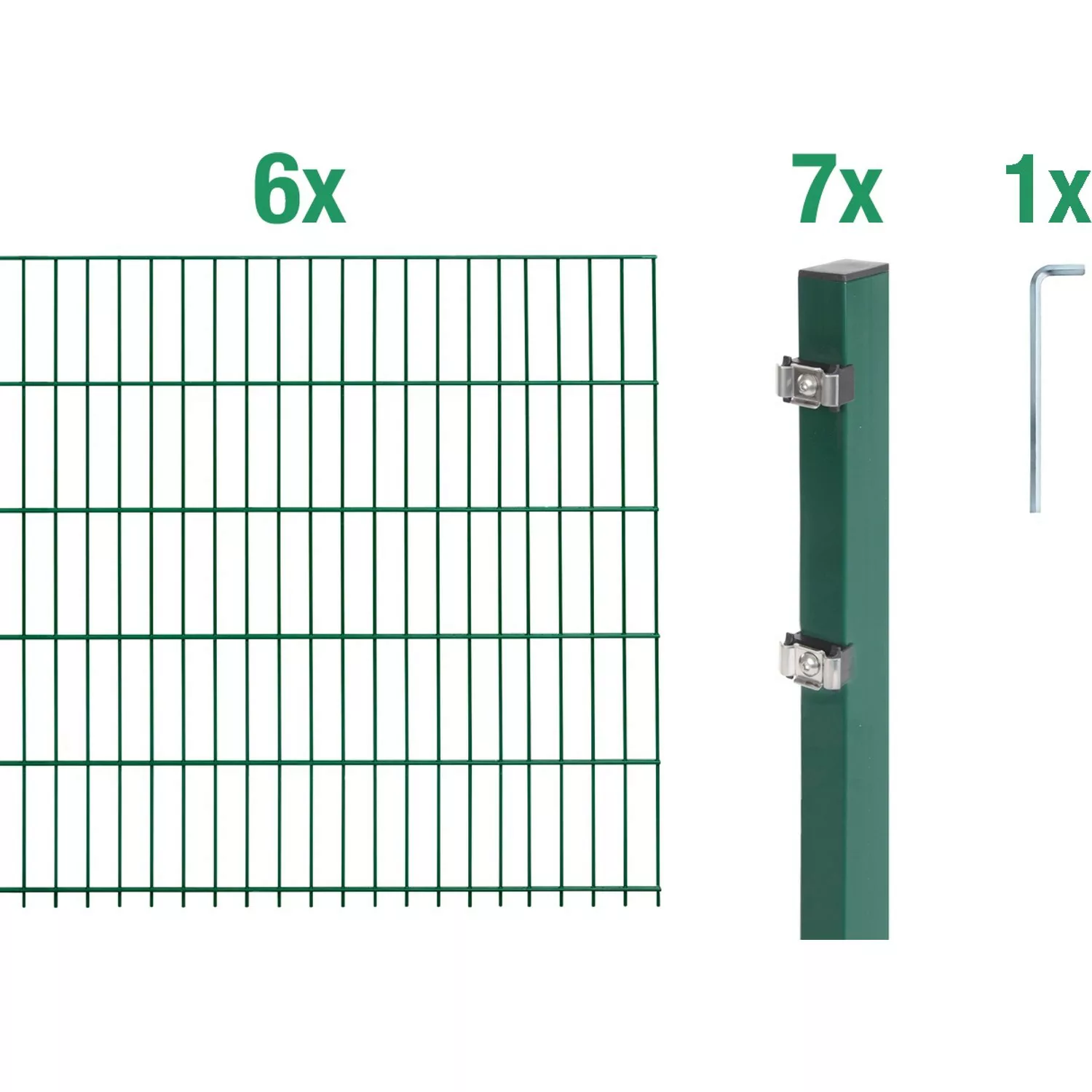 Metallzaun Grund-Set Doppelstabmatte verz. Grün beschichtet 6 x 2 m x 1 m günstig online kaufen