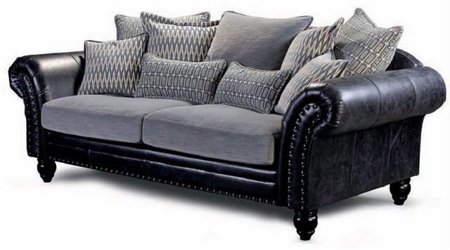 Casa Padrino 4-Sitzer Casa Padrino Luxus Echtleder 4er Sofa Vintage Schwarz günstig online kaufen