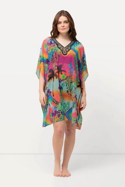 Ulla Popken Jerseykleid Tunika Chiffon Mustermix V-Ausschnitt Halbarm günstig online kaufen