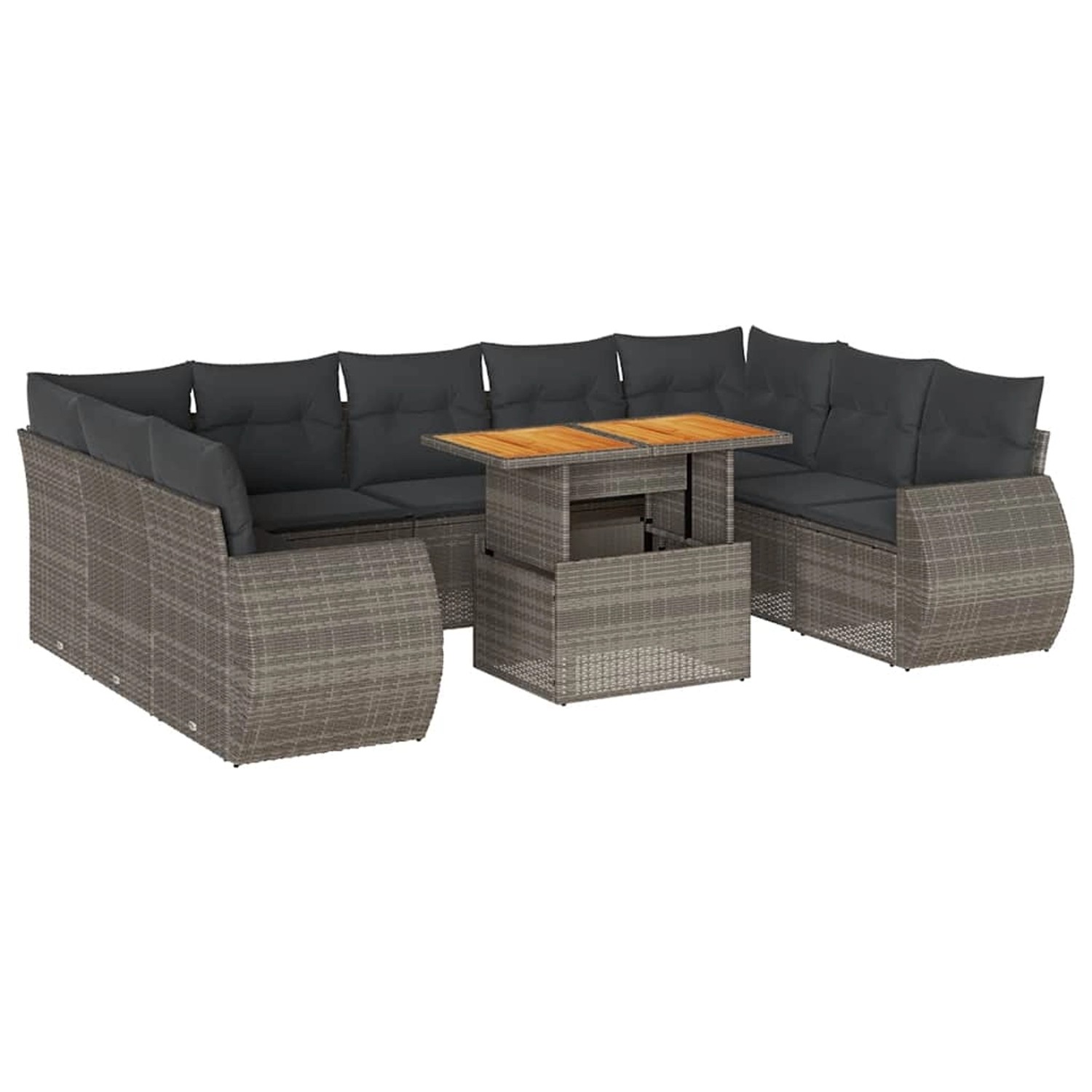 vidaXL 10-Tlg Garten-Sofagarnitur mit Kissen Grau Poly Rattan 3327308 günstig online kaufen