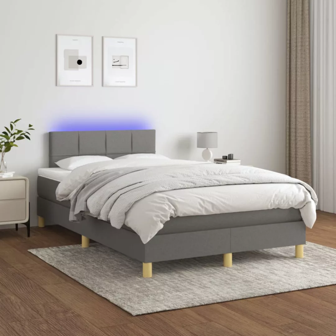 Vidaxl Boxspringbett Mit Matratze & Led Dunkelgrau 120x200 Cm Stoff günstig online kaufen