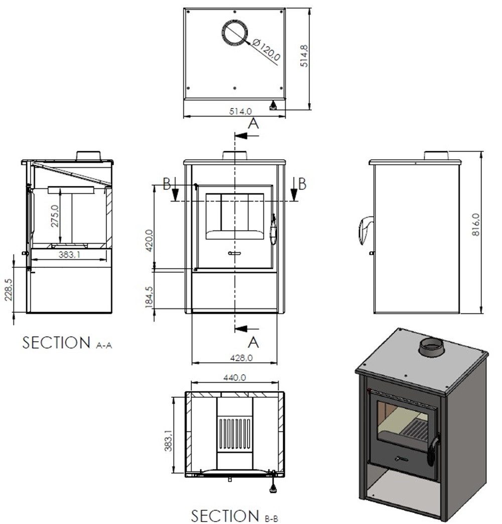 ECOfoxx Kaminofen LUNA grau, 9,70 kW günstig online kaufen