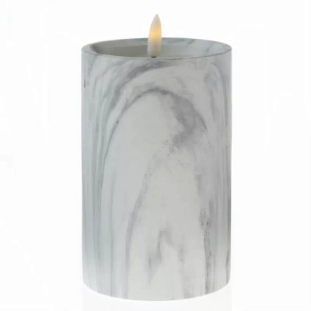 MARELIDA LED Kerze Marmoroptik flackernd H: 16cm grau günstig online kaufen