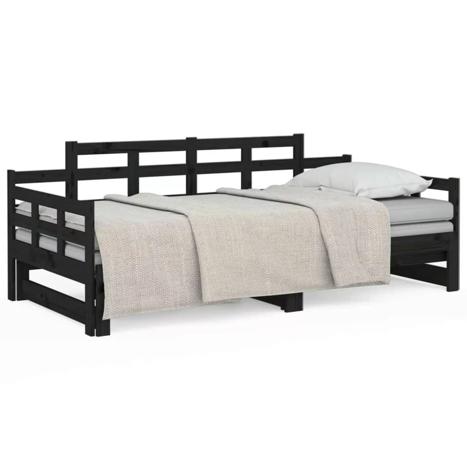 vidaXL Tagesbett Ausziehbar Schwarz Massivholz Kiefer 2x(90x190) cm1279872 günstig online kaufen