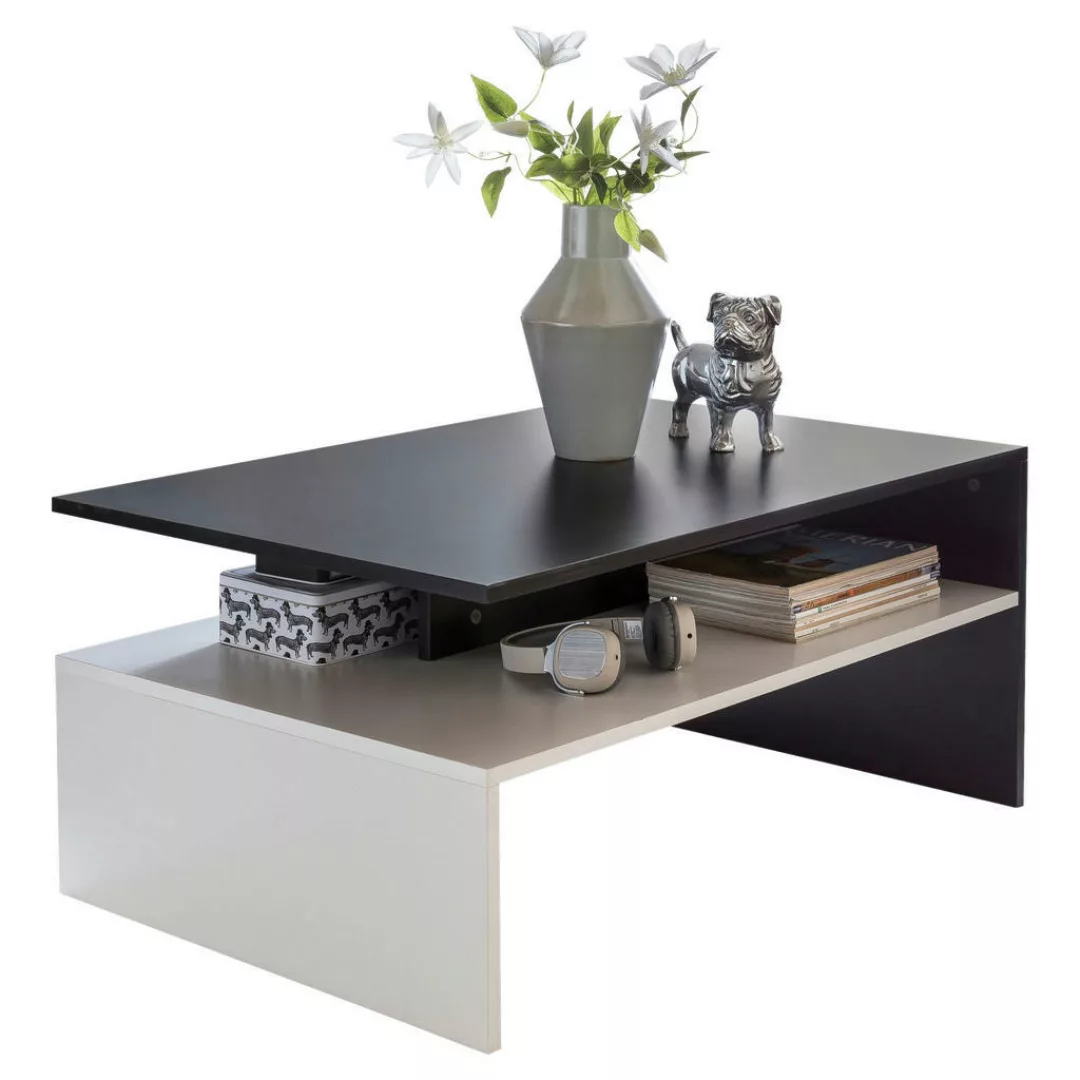 Wohnzimmertisch 90 x 43 x 60 cm mit Ablage Holz Schwarz / Weiß | Design Woh günstig online kaufen
