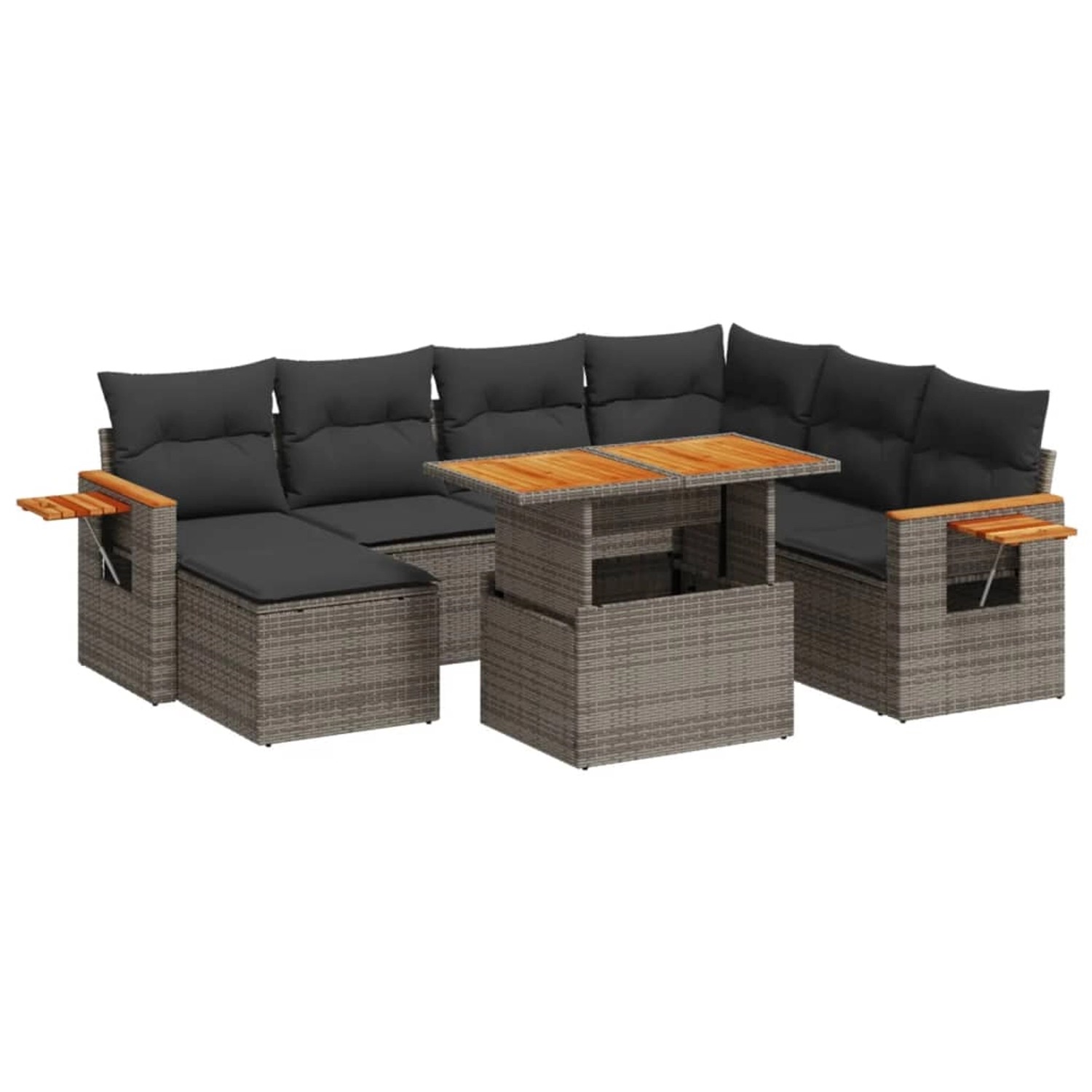 vidaXL 8-Tlg Garten-Sofagarnitur mit Kissen Grau Poly Rattan 3273636 günstig online kaufen