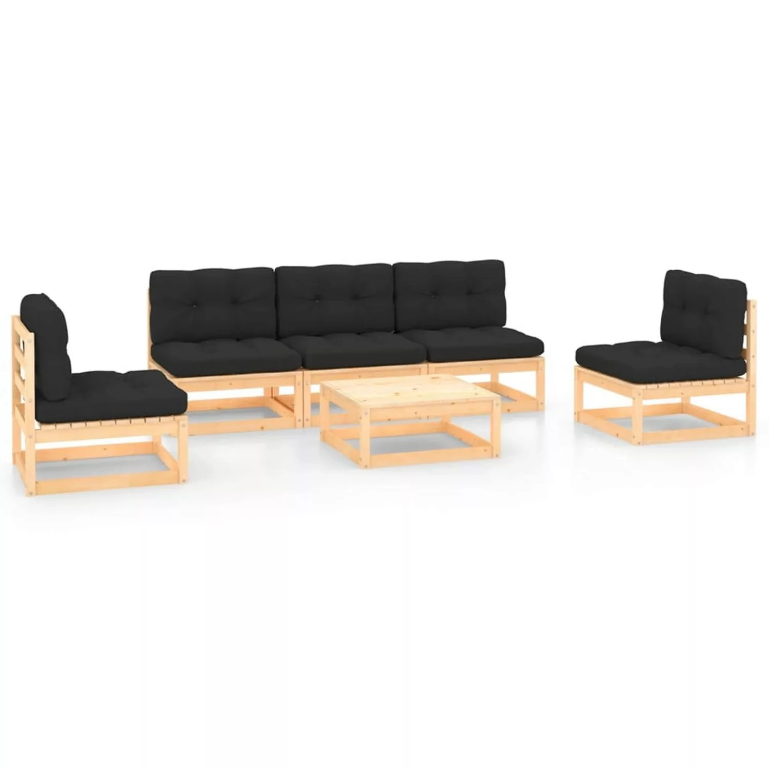 Vidaxl 6-tlg. Garten-lounge-set Mit Kissen Massivholz Kiefer günstig online kaufen