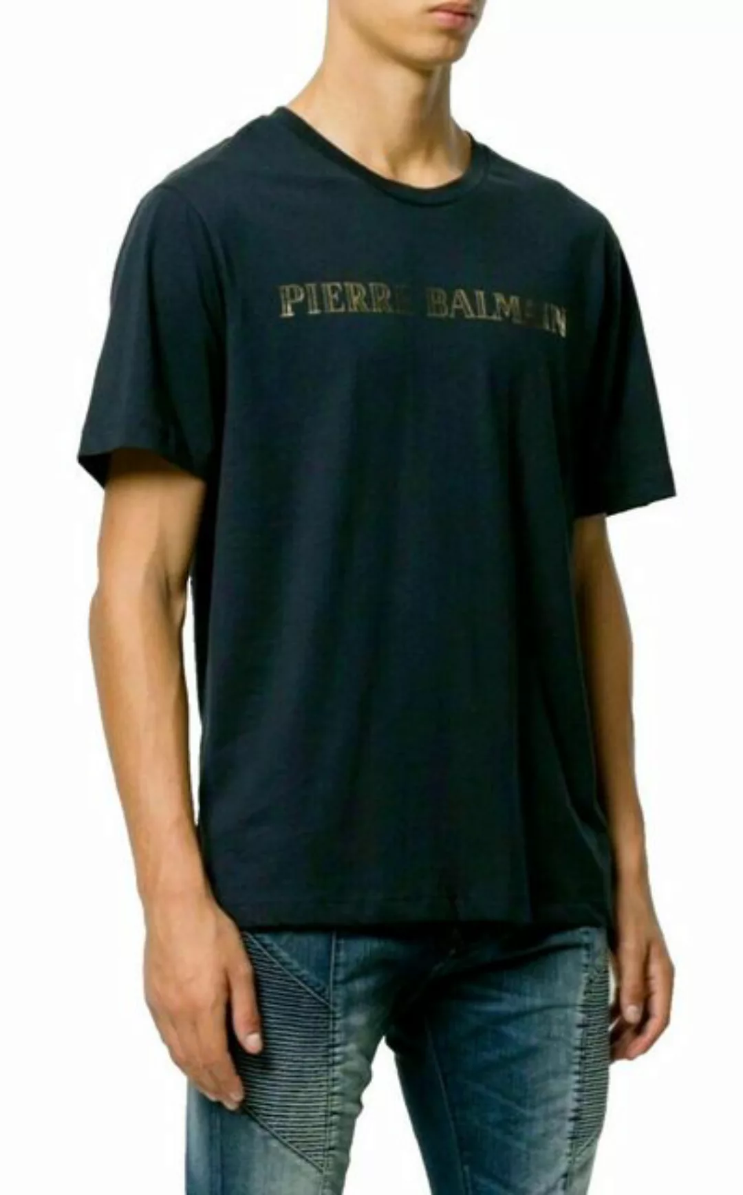 Balmain Paris T-Shirt Pierre Balmain Logo Baumwolle Top günstig online kaufen