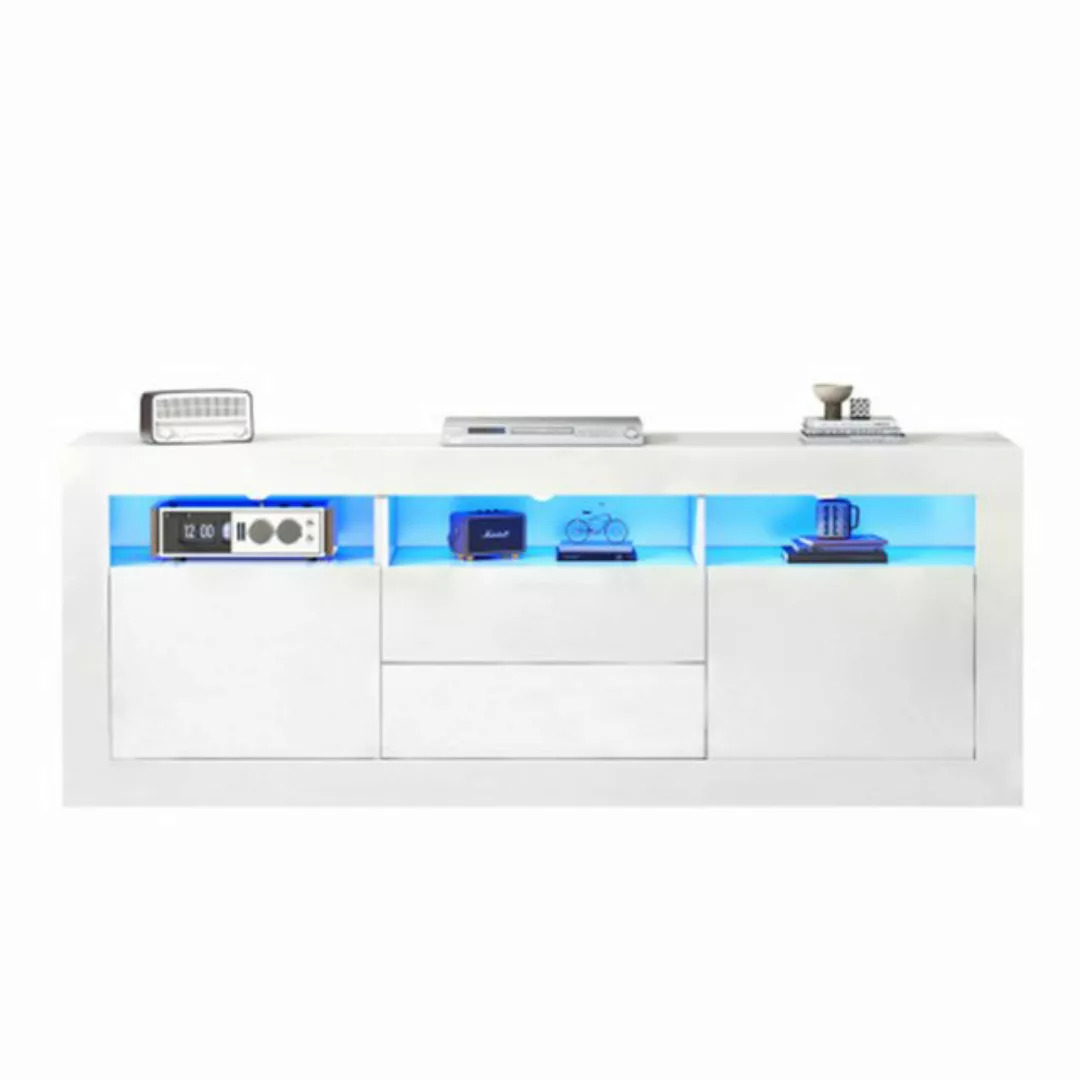 Celya TV-Schrank TV-Schrank 160x35x60cm mit LED, 3 Fächer, 2 Türen, 2 Schub günstig online kaufen