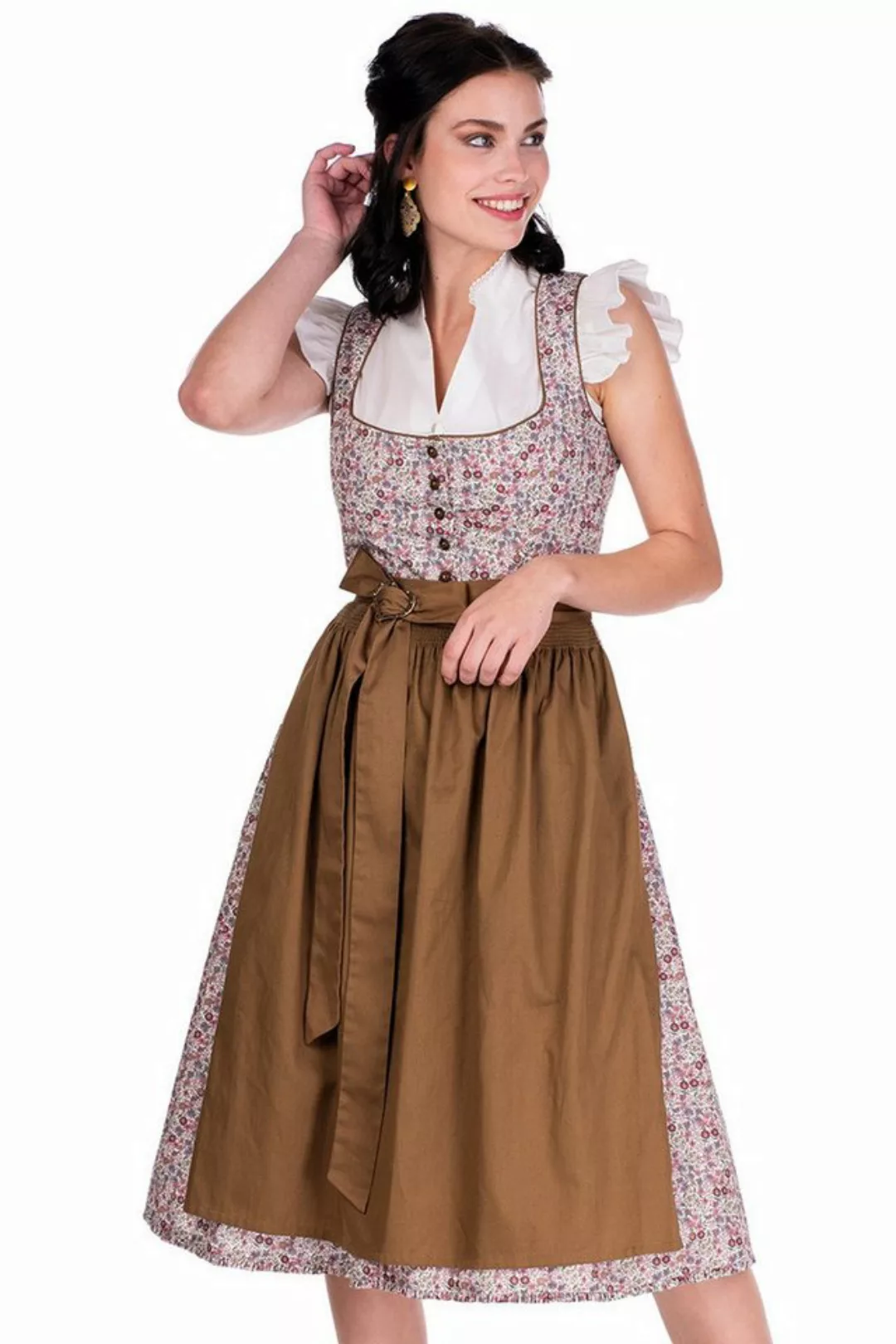 Alpenfee Tracht Dirndl Midi Dirndl 2tlg. - MOLLY - ocker günstig online kaufen