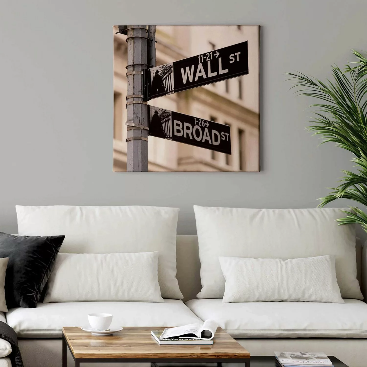Bricoflor Wallstreet Bild Auf Leinwand Straßenschild Bild Mit New York Moti günstig online kaufen