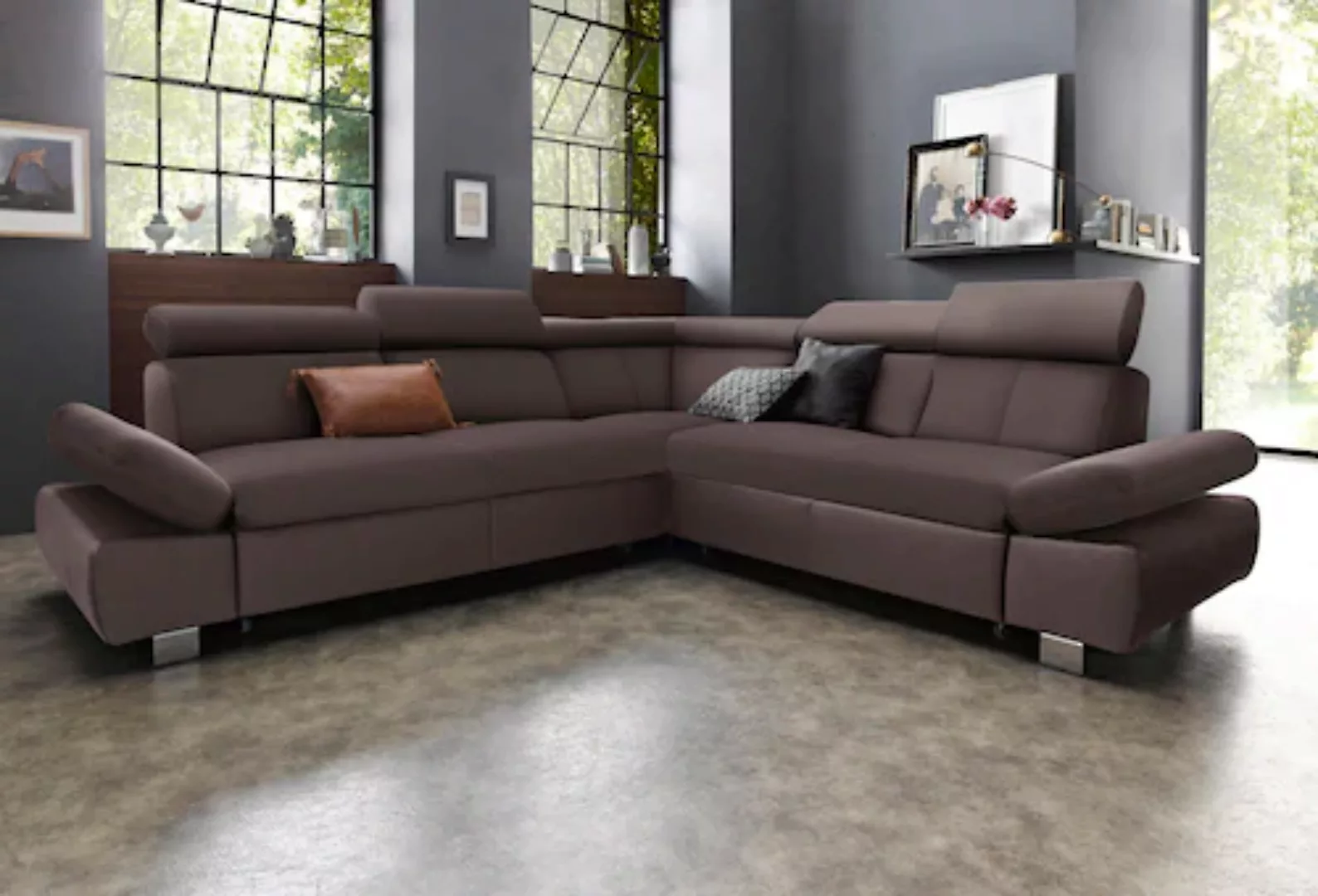 exxpo - sofa fashion Ecksofa "Happy, L-Form", wahlweise mit Bettfunktion günstig online kaufen