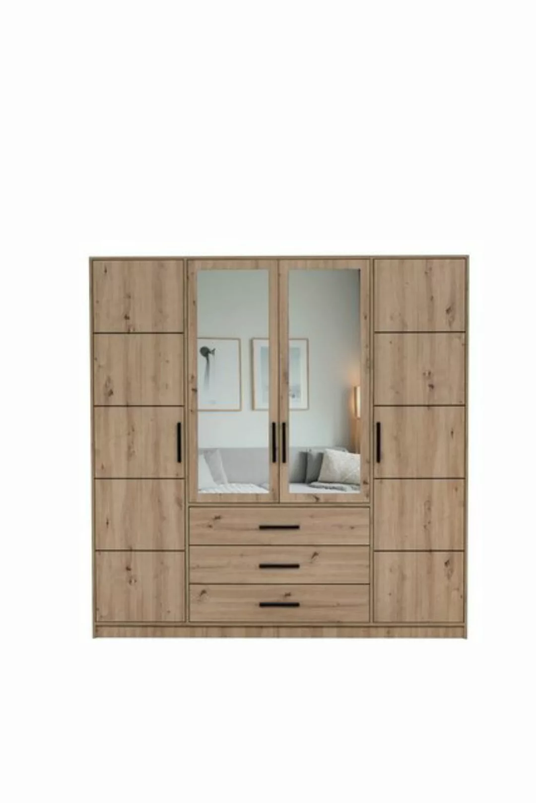 Marmex Möbel Kleiderschrank KOS D4 mit Schubladen und Spiegel für das Schla günstig online kaufen