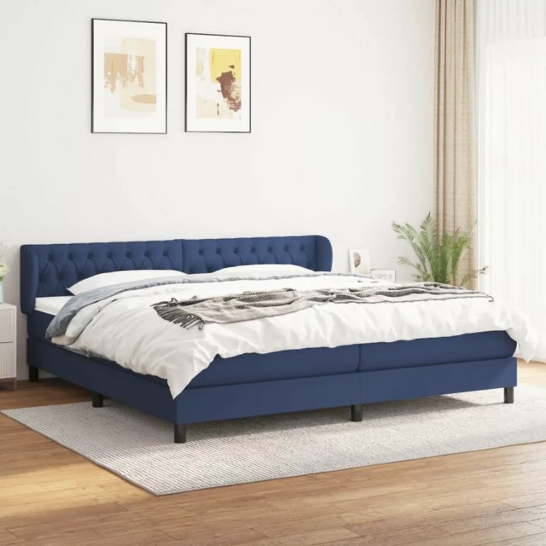 vidaXL Bettgestell Boxspringbett mit Matratze Blau 200x200 cm Stoff Bett Be günstig online kaufen