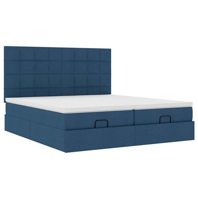 vidaXL Bett Ottoman-Bett mit Matratzen & LEDs Blau 180x200 cm Stoff günstig online kaufen