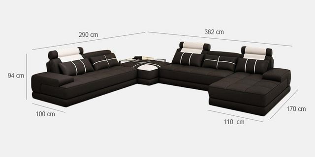 Xlmoebel Ecksofa XXL Designer Ecksofa Wohnlandschaft aus grauem Leder mit U günstig online kaufen