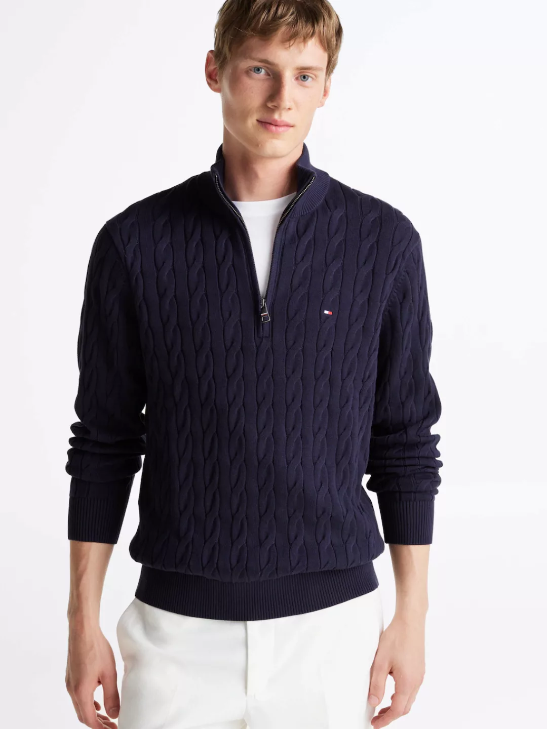 Tommy Hilfiger Strickpullover "CLASSIC COTTON CABLE ZIP MOCK", mit modische günstig online kaufen