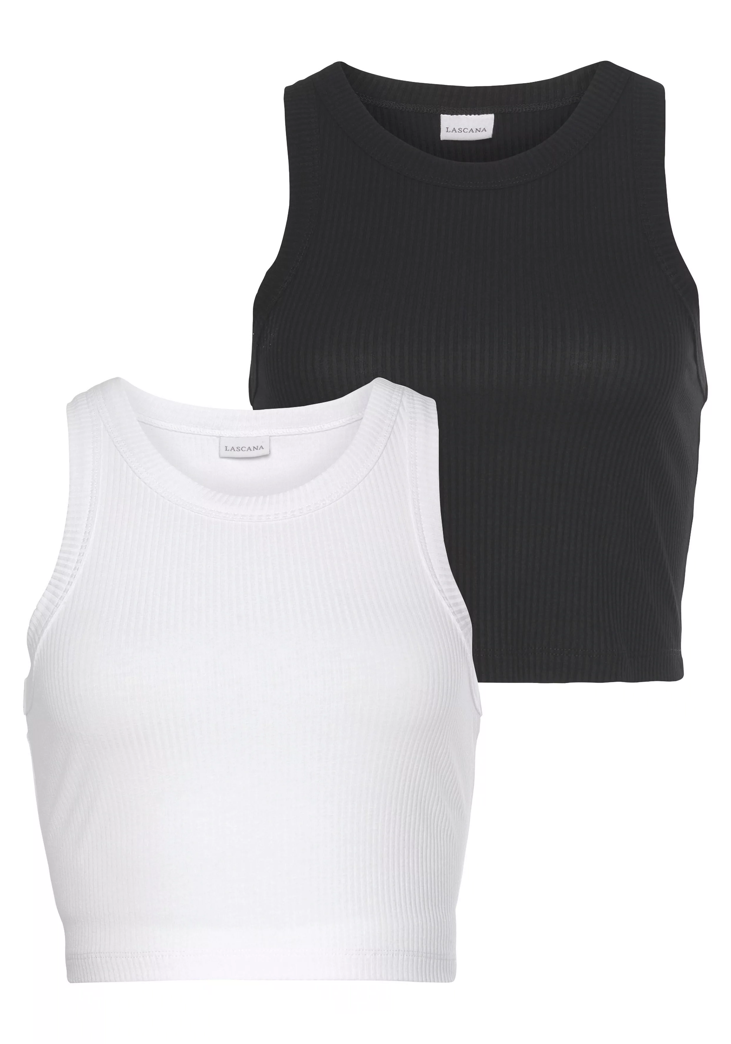 LASCANA Crop-Top (2er-Pack) aus weicher Rippware, sommerliche Basic Tops günstig online kaufen