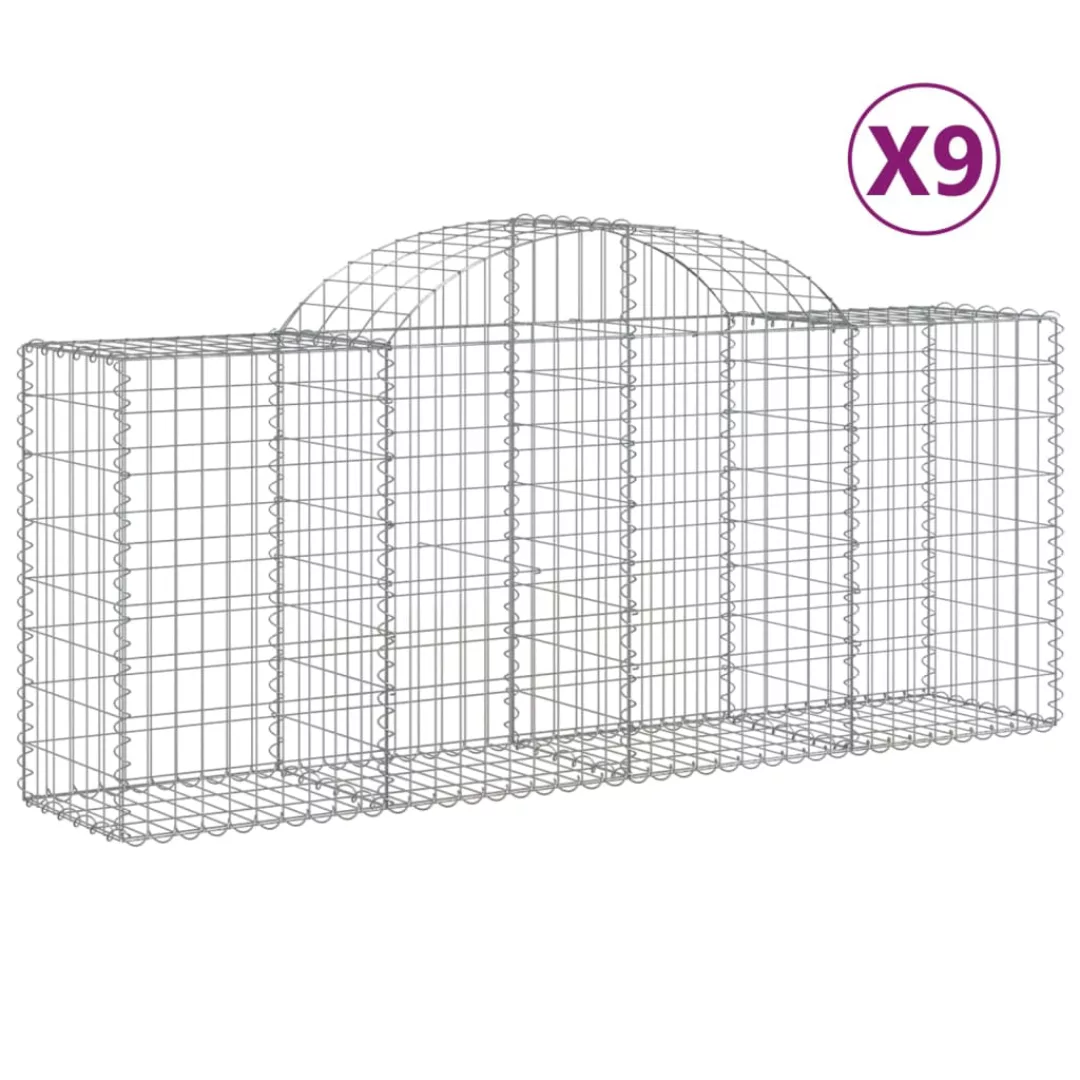 Vidaxl Gabionen Mit Hochbogen 9 Stk. 200x50x80/100 Cm Verzinktes Eisen günstig online kaufen