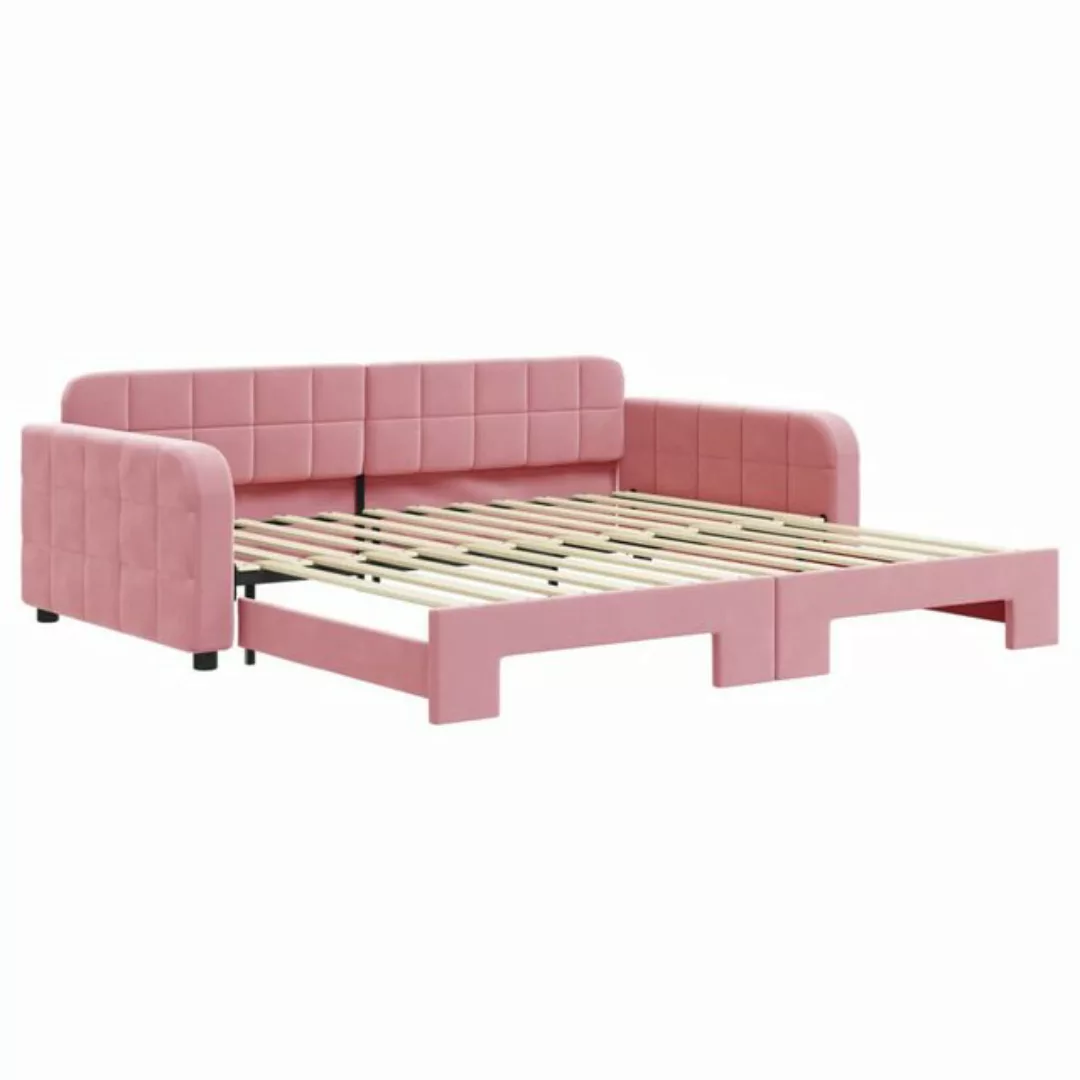 vidaXL Gästebett Gästebett Tagesbett Ausziehbar Rosa 100x200 cm Samt Bett B günstig online kaufen