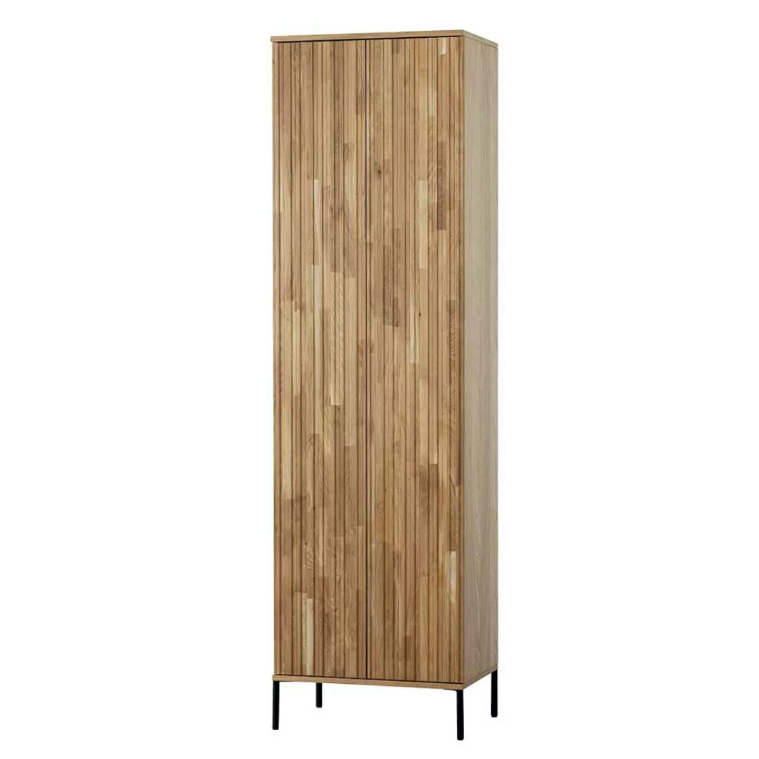 Skandi Wohnzimmerschrank in Eichefarben 210 cm hoch - 60 cm breit günstig online kaufen