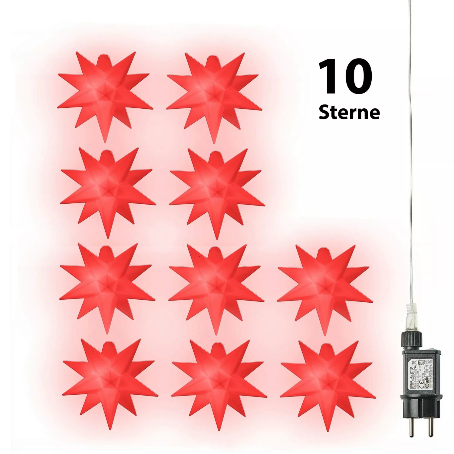 Amare LED-Sternenlichterkette 10-flammig Rot Ø 12 cm günstig online kaufen