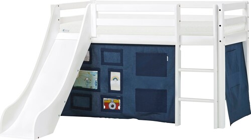 Hoppekids Hochbett ""Creator Orion Blue"", Rutsche & Vorhang Blau und viel günstig online kaufen