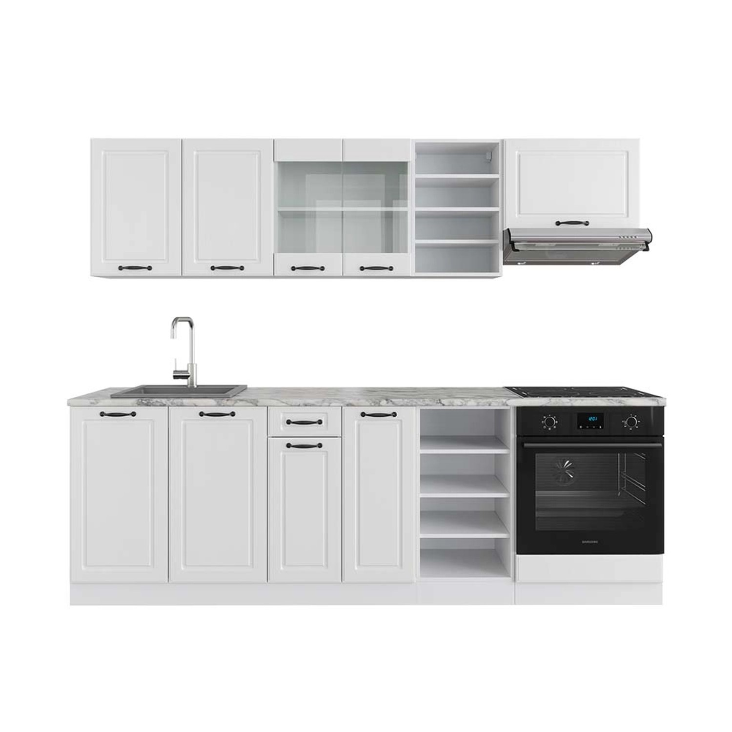 Vicco Küchenzeile R-Line, Weiß Landhaus/Weiß, Ohne günstig online kaufen