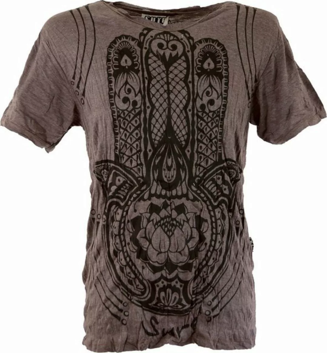 Guru-Shop T-Shirt Sure Herren T-Shirt Fatimas Hand - taupe alternative Bekl günstig online kaufen