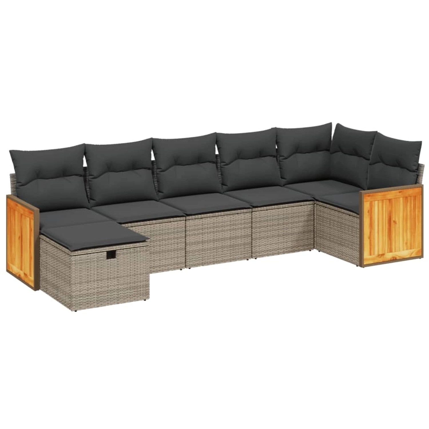 vidaXL 7-Tlg Garten-Sofagarnitur mit Kissen Grau Poly Rattan 3265750 günstig online kaufen