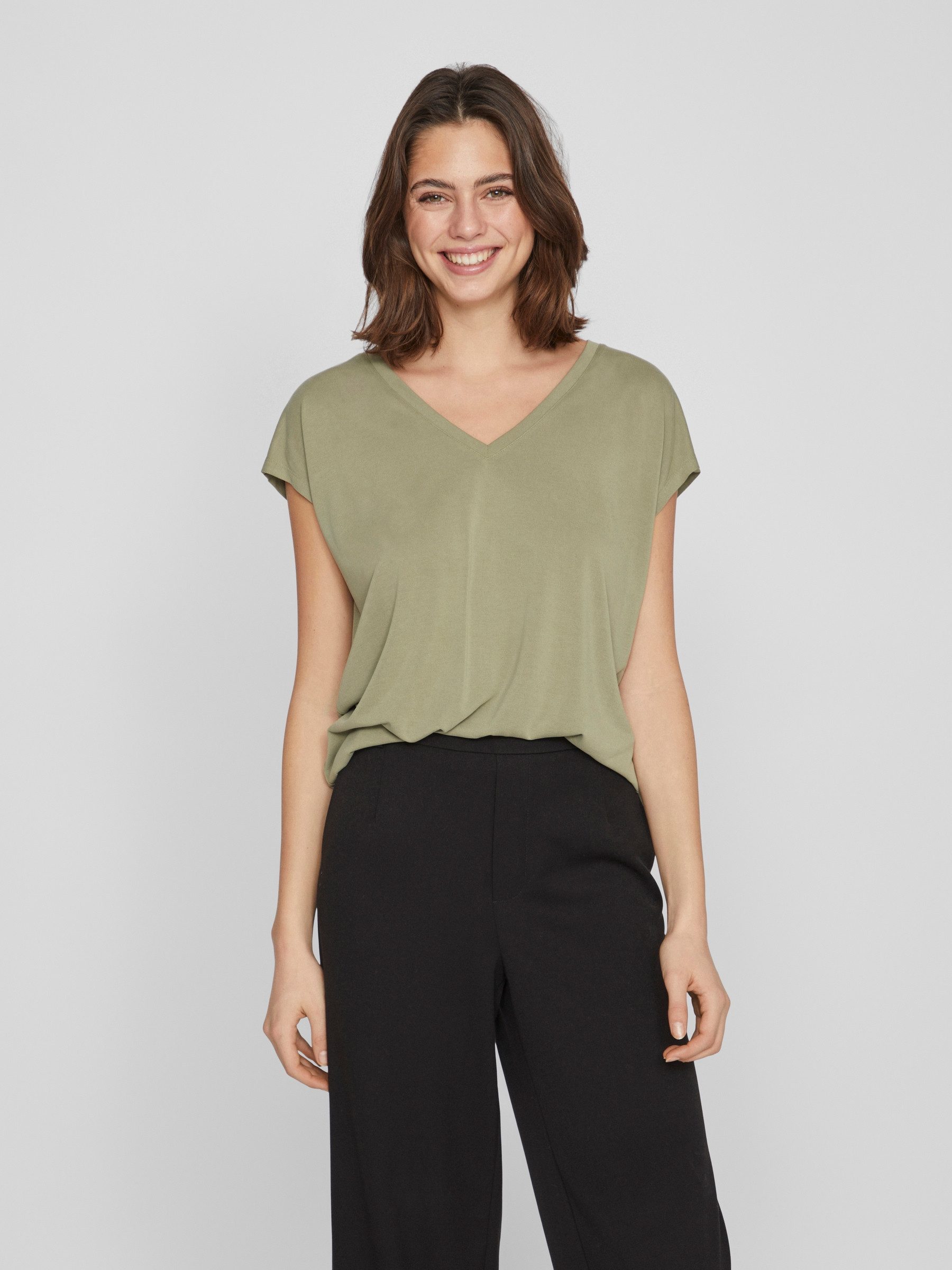 Vila T-Shirt Basic V-Neck Oberteil VIMODALA günstig online kaufen