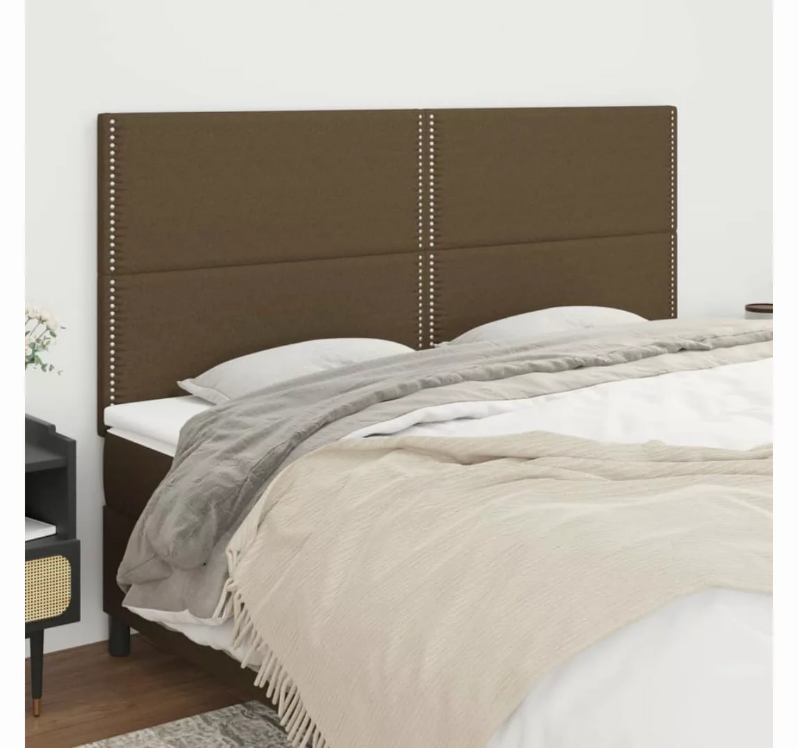 vidaXL Bett, Kopfteile 4 Stk. Dunkelbraun 100x5x78/88 cm Stoff günstig online kaufen