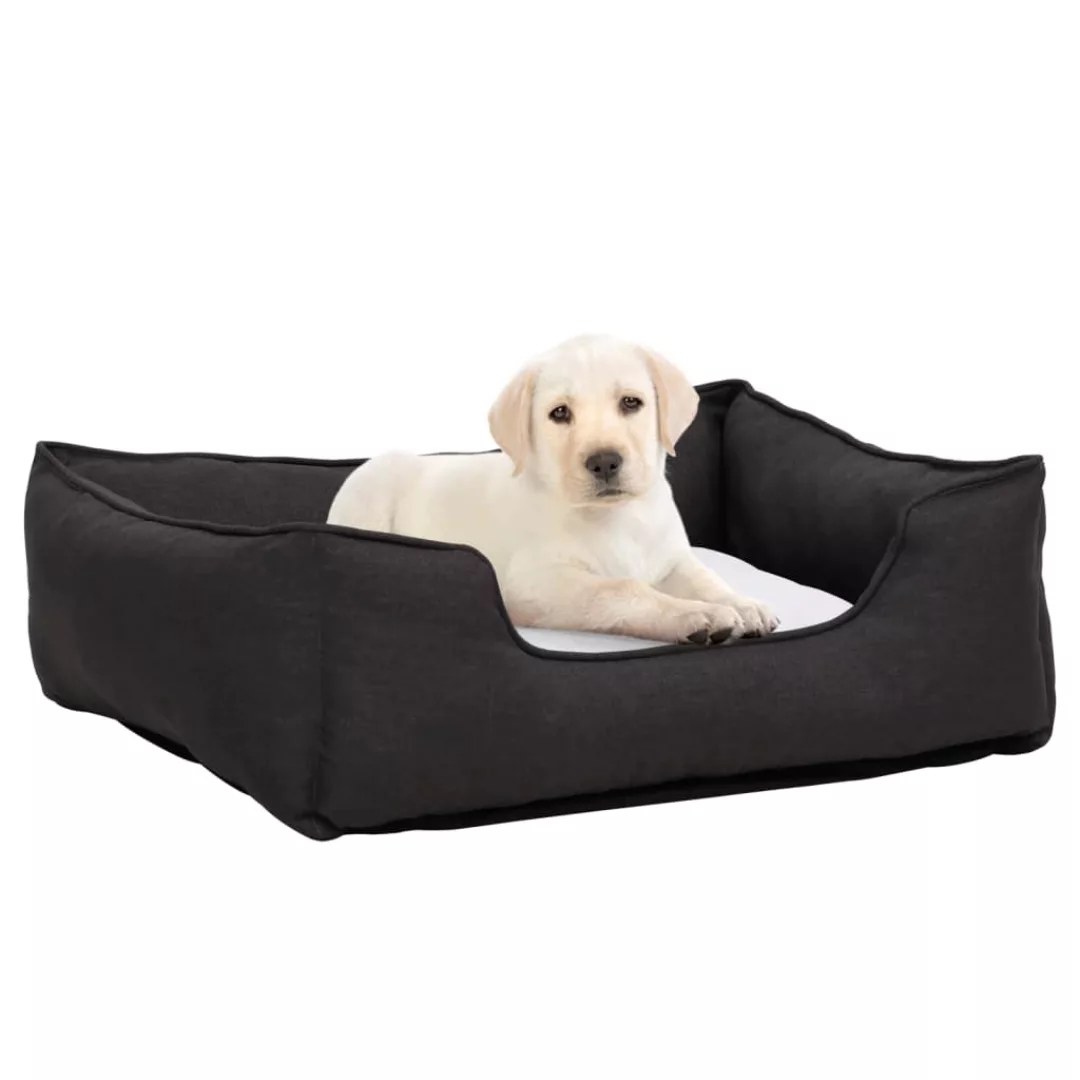 Hundebett Dunkelgrau-weiß 110,5x80,5x26 Cm Fleece Leinenoptik günstig online kaufen