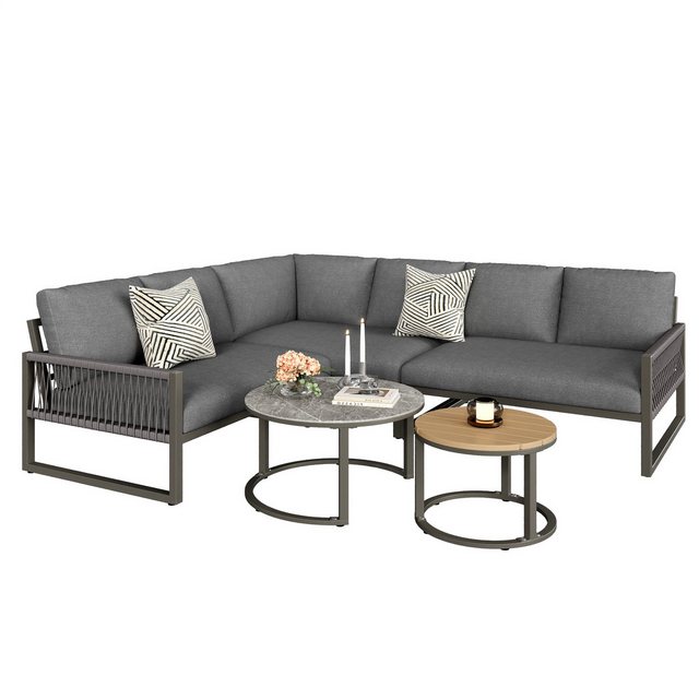 MODFU Sofa Garten-Lounge-Set,Ecksofa mit verzinktem Eisengestell, Garten-Lo günstig online kaufen