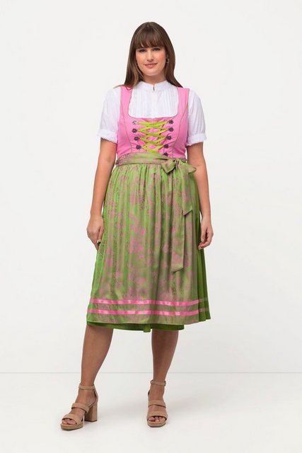 Ulla Popken Dirndl Dirndl Schnürung Carree-Ausschnitt ärmellos günstig online kaufen