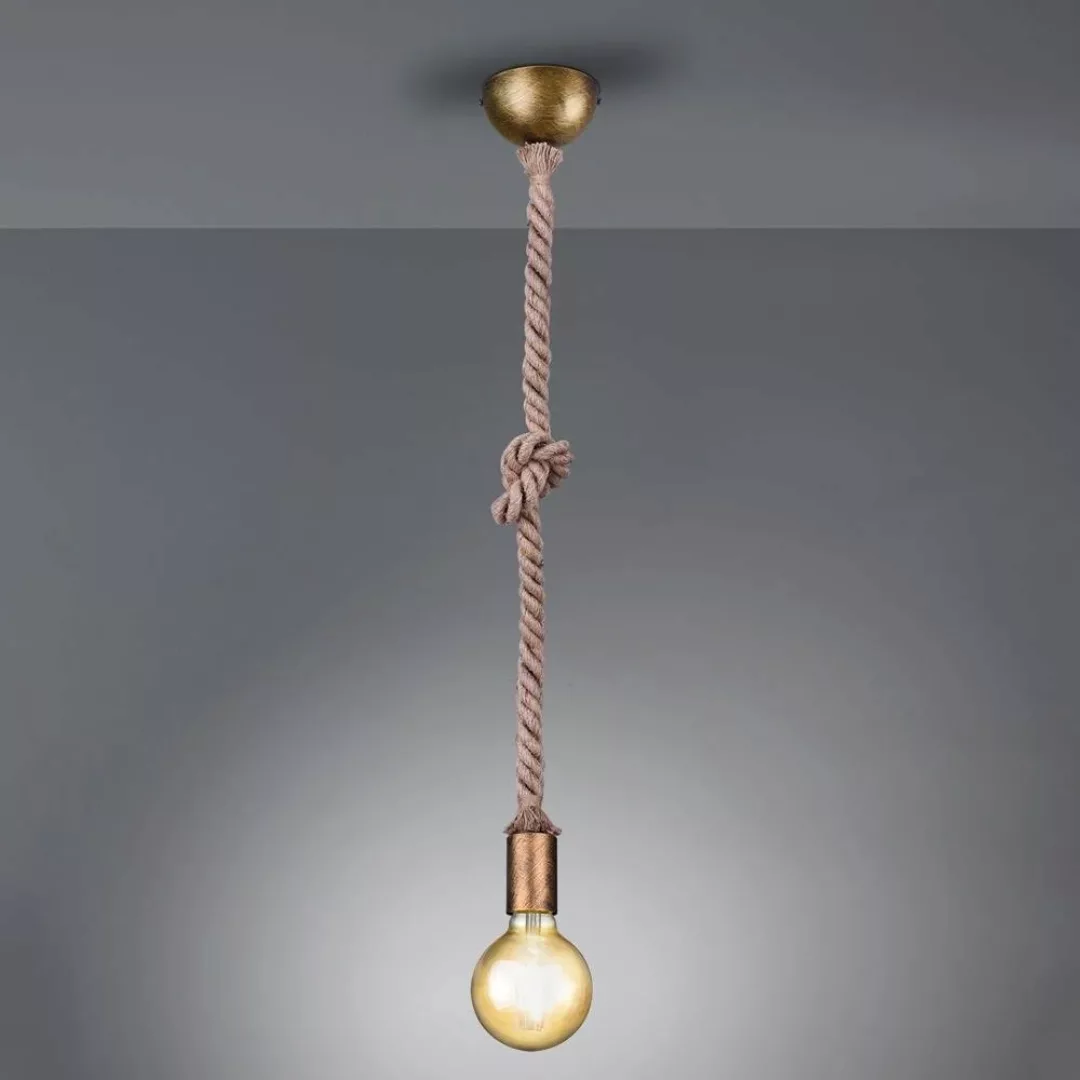 Trio Deckenlampe Rope Altmessing 1-flammig Retro 150 cm E27 günstig online kaufen