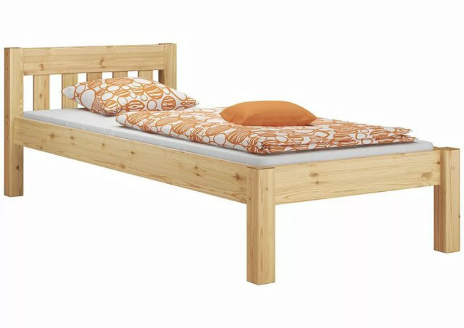 Erst-Holz® Gemütliches Einzelbett Kiefer 90x200 mit Federleisten und Matrat günstig online kaufen