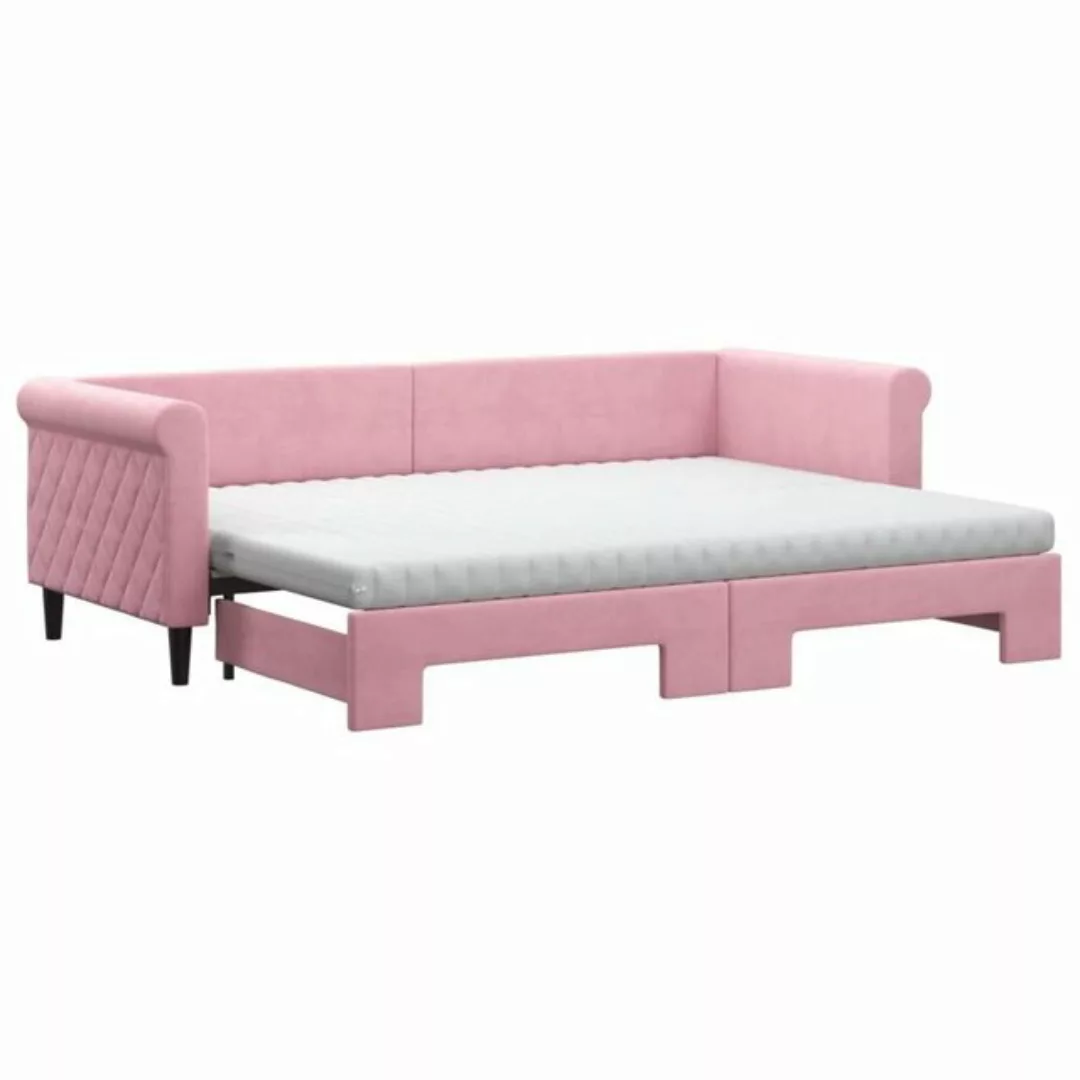 vidaXL Bett Tagesbett Ausziehbar mit Matratzen Rosa 80x200 cm Samt günstig online kaufen