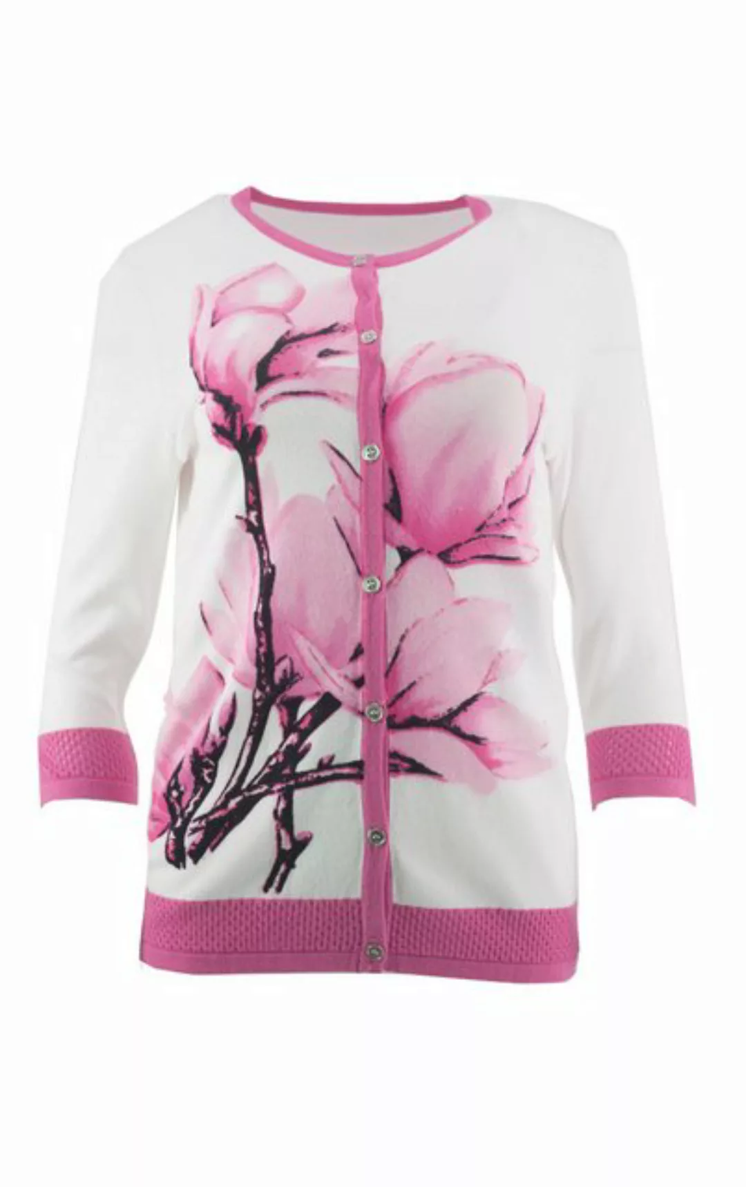 Passioni Cardigan Sommer-Cardigan mit Magnolien-Print günstig online kaufen