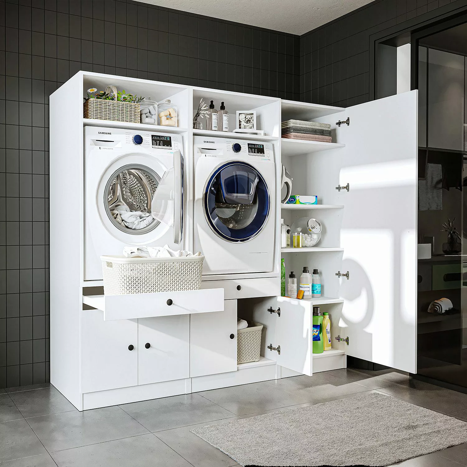 Roomart Waschmaschinenumbauschrank (Waschmaschinenschrank Trocknerschrank m günstig online kaufen