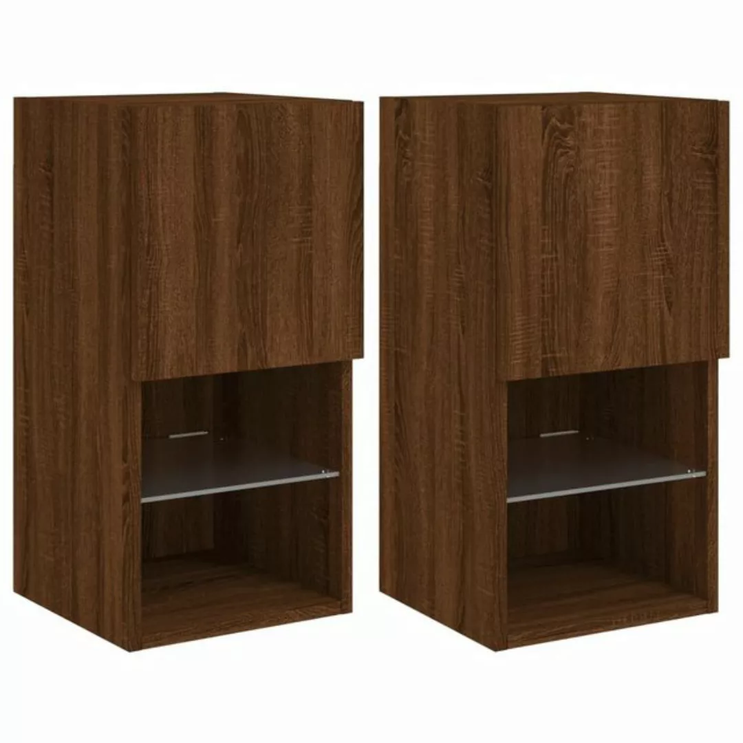 vidaXL TV-Schrank TV-Schränke mit LED-Leuchten 2 Stk. Braun Eichen-Optik (2 günstig online kaufen