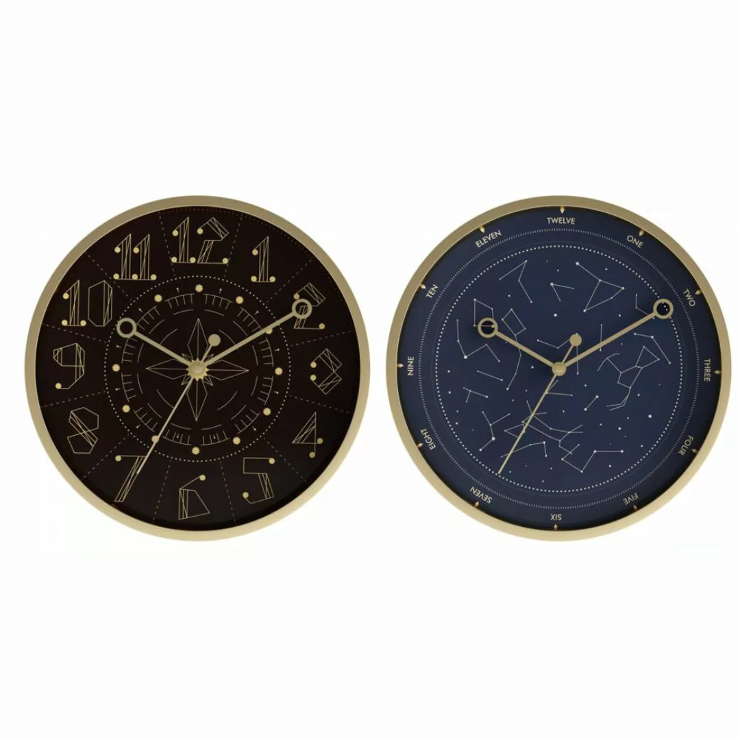 Wanduhr Dkd Home Decor Schwarz Blau Aluminium (30 X 4 X 30 Cm) (2 Pcs) günstig online kaufen