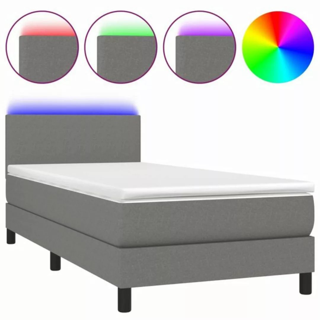 vidaXL Boxspringbett Boxspringbett mit Matratze LED Dunkelgrau 100x200 cm S günstig online kaufen