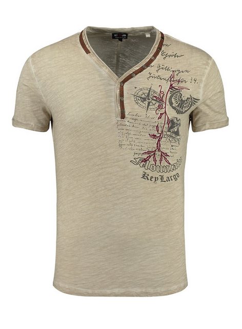 Key Largo T-Shirt T-Shirt Weather Print Motiv dekorative Knopfleiste vintag günstig online kaufen